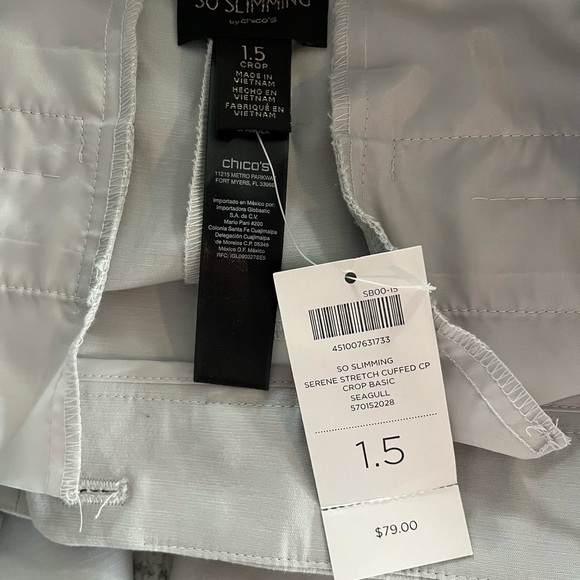 NWT Chico’s So Slimming Serene Cuffed Crops Seagull - Picture 8 of 11